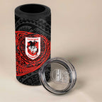 Personalized St George Illawarra Dragons 4 in 1 Can Cooler Tumbler Polynesian Tribal Chest and Sleeve Tattoo