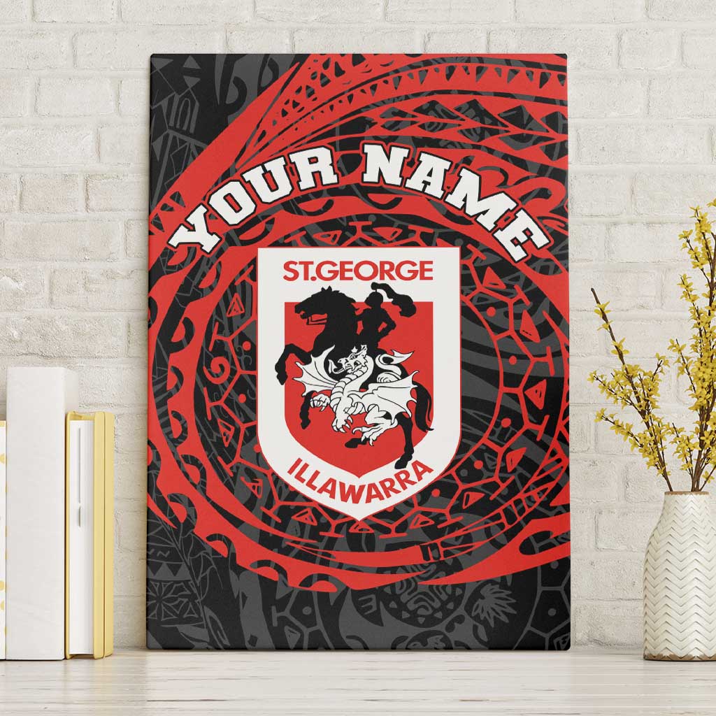 Personalized St George Illawarra Dragons Canvas Wall Art Polynesian Tribal Chest and Sleeve Tattoo