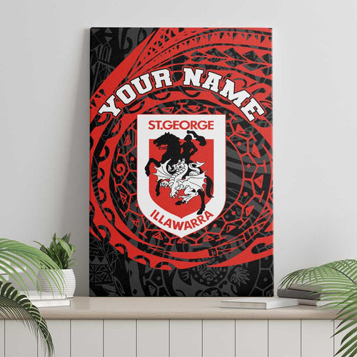 Personalized St George Illawarra Dragons Canvas Wall Art Polynesian Tribal Chest and Sleeve Tattoo