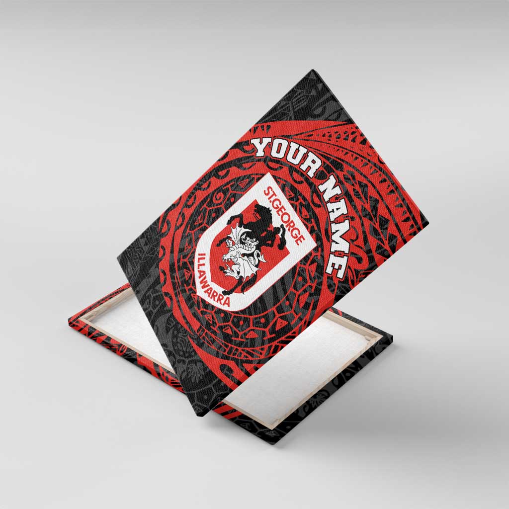 Personalized St George Illawarra Dragons Canvas Wall Art Polynesian Tribal Chest and Sleeve Tattoo