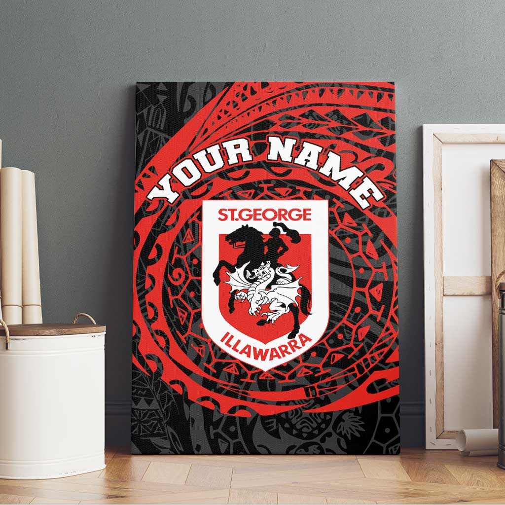 Personalized St George Illawarra Dragons Canvas Wall Art Polynesian Tribal Chest and Sleeve Tattoo