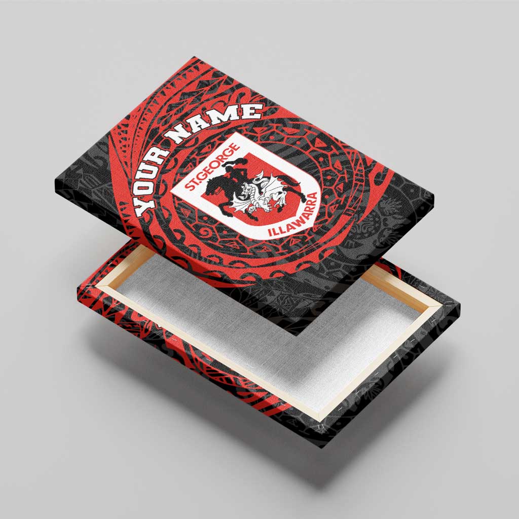 Personalized St George Illawarra Dragons Canvas Wall Art Polynesian Tribal Chest and Sleeve Tattoo
