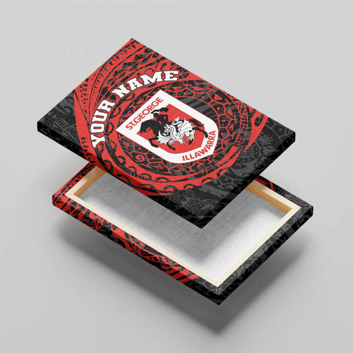 Personalized St George Illawarra Dragons Canvas Wall Art Polynesian Tribal Chest and Sleeve Tattoo
