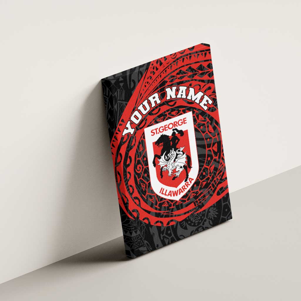 Personalized St George Illawarra Dragons Canvas Wall Art Polynesian Tribal Chest and Sleeve Tattoo