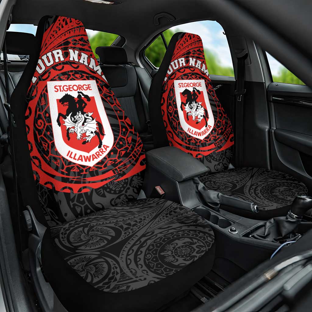 Personalized St George Illawarra Dragons Car Seat Cover Polynesian Tribal Chest and Sleeve Tattoo