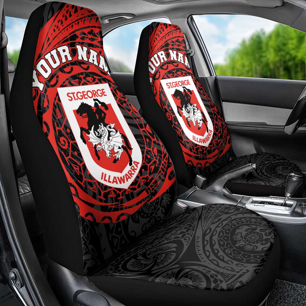 Personalized St George Illawarra Dragons Car Seat Cover Polynesian Tribal Chest and Sleeve Tattoo