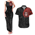 Personalized St George Illawarra Dragons Couples Matching Tank Maxi Dress and Hawaiian Shirt Polynesian Tribal Chest and Sleeve Tattoo