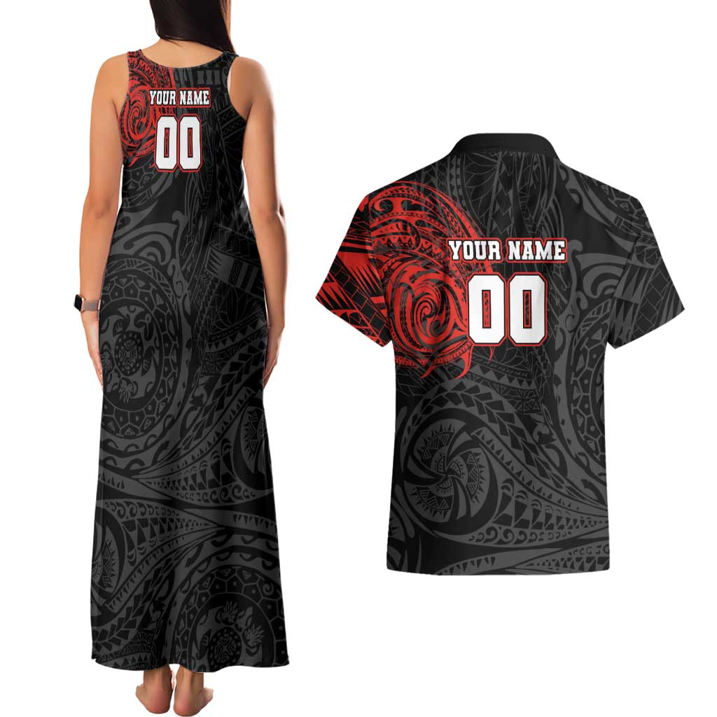 Personalized St George Illawarra Dragons Couples Matching Tank Maxi Dress and Hawaiian Shirt Polynesian Tribal Chest and Sleeve Tattoo