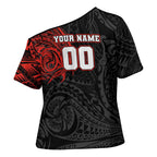 Personalized St George Illawarra Dragons Cross Shoulder Shirt Polynesian Tribal Chest and Sleeve Tattoo