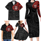 Personalized St George Illawarra Dragons Family Matching Long Sleeve Bodycon Dress and Hawaiian Shirt Polynesian Tribal Chest and Sleeve Tattoo