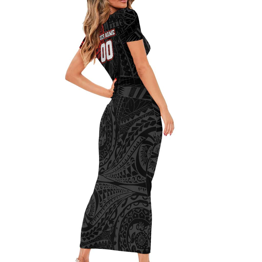 Personalized St George Illawarra Dragons Family Matching Short Sleeve Bodycon Dress and Hawaiian Shirt Polynesian Tribal Chest and Sleeve Tattoo