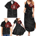Personalized St George Illawarra Dragons Family Matching Summer Maxi Dress and Hawaiian Shirt Polynesian Tribal Chest and Sleeve Tattoo