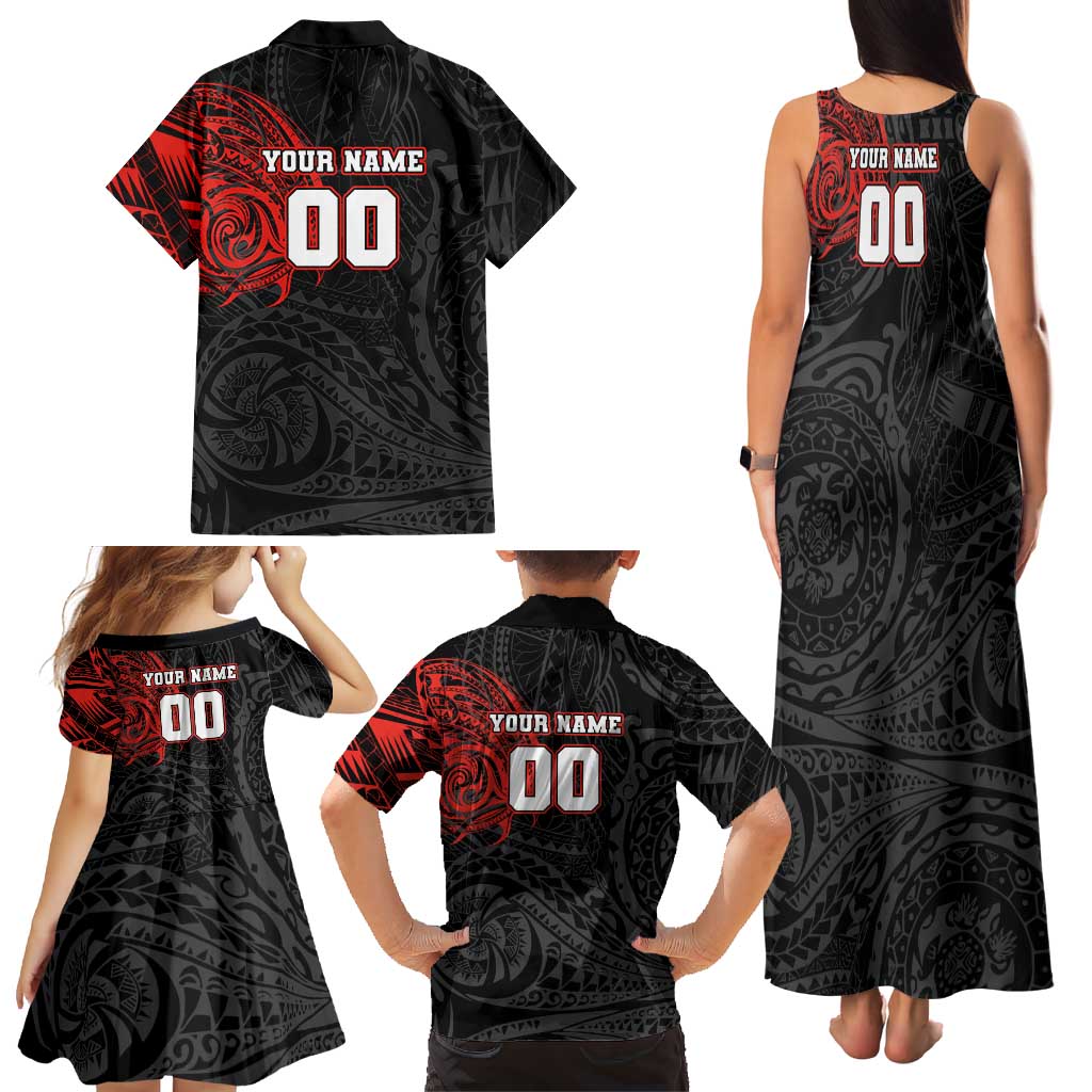 Personalized St George Illawarra Dragons Family Matching Tank Maxi Dress and Hawaiian Shirt Polynesian Tribal Chest and Sleeve Tattoo