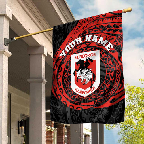 Personalized St George Illawarra Dragons Garden Flag Polynesian Tribal Chest and Sleeve Tattoo