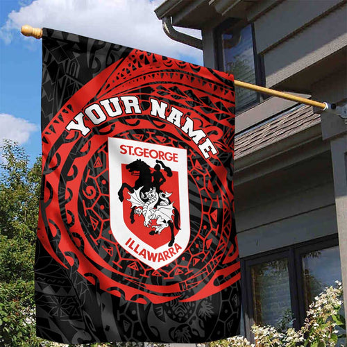 Personalized St George Illawarra Dragons Garden Flag Polynesian Tribal Chest and Sleeve Tattoo