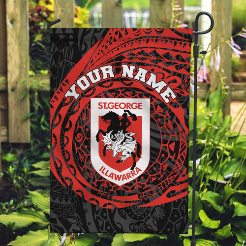 Personalized St George Illawarra Dragons Garden Flag Polynesian Tribal Chest and Sleeve Tattoo
