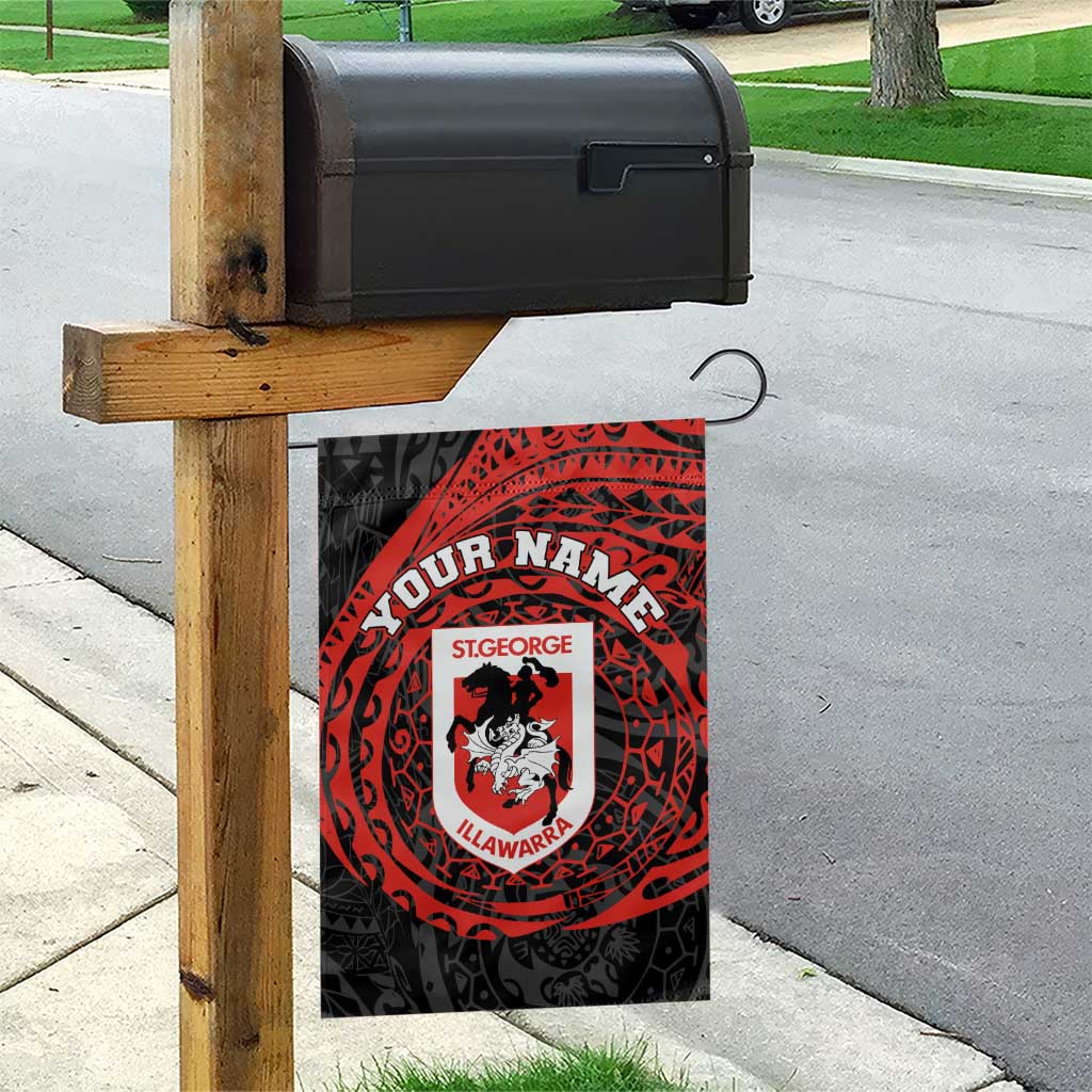 Personalized St George Illawarra Dragons Garden Flag Polynesian Tribal Chest and Sleeve Tattoo