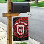 Personalized St George Illawarra Dragons Garden Flag Polynesian Tribal Chest and Sleeve Tattoo