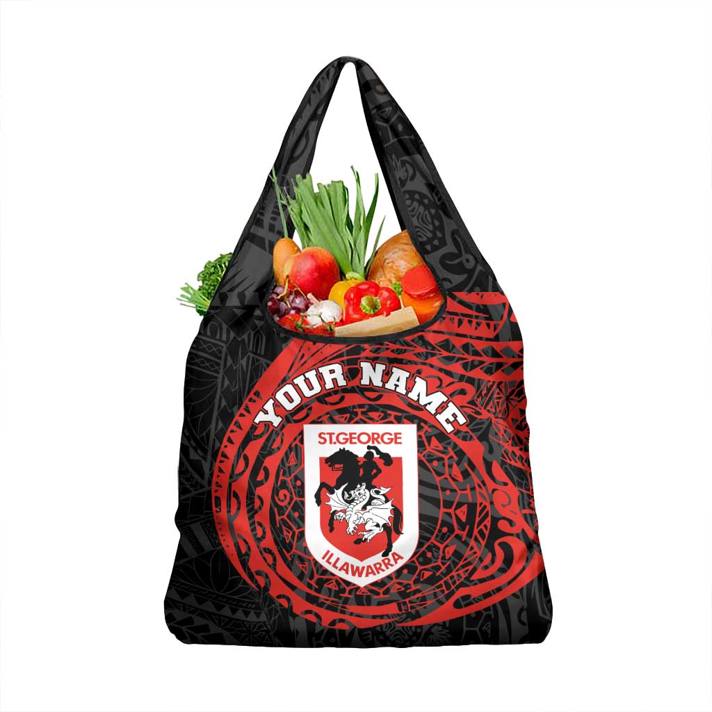 Personalized St George Illawarra Dragons Grocery Bag Polynesian Tribal Chest and Sleeve Tattoo
