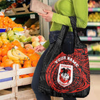Personalized St George Illawarra Dragons Grocery Bag Polynesian Tribal Chest and Sleeve Tattoo