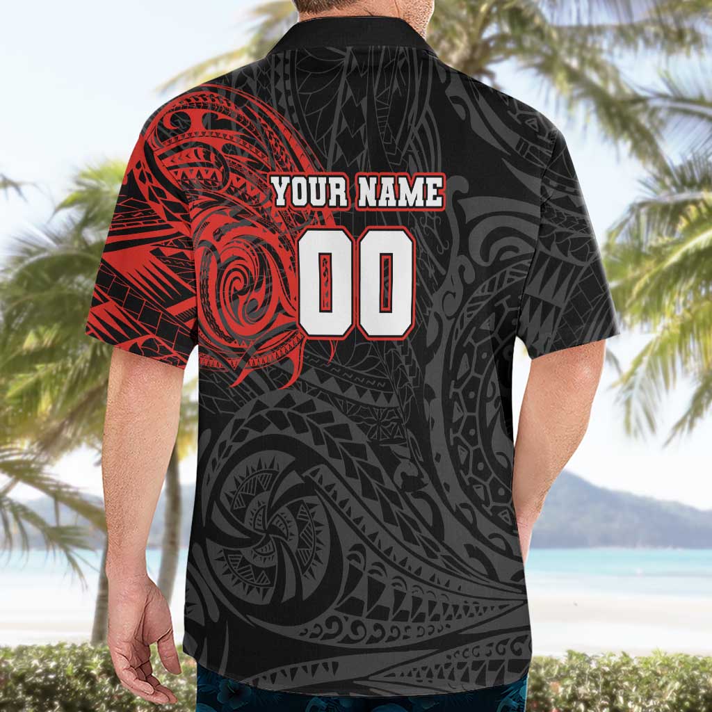 Personalized St George Illawarra Dragons Hawaiian Shirt Polynesian Tribal Chest and Sleeve Tattoo