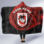 Personalized St George Illawarra Dragons Hooded Blanket Polynesian Tribal Chest and Sleeve Tattoo