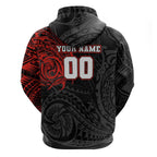 Personalized St George Illawarra Dragons Hoodie Polynesian Tribal Chest and Sleeve Tattoo