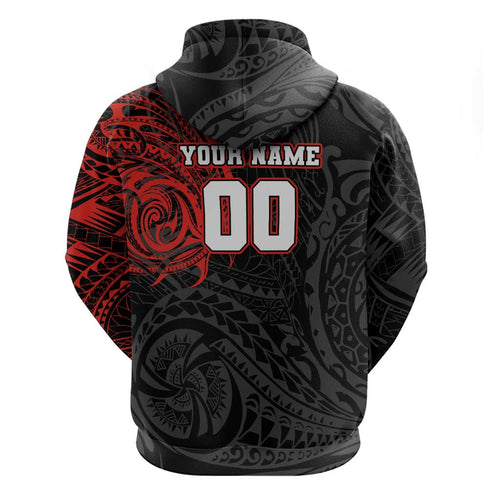 Personalized St George Illawarra Dragons Hoodie Polynesian Tribal Chest and Sleeve Tattoo