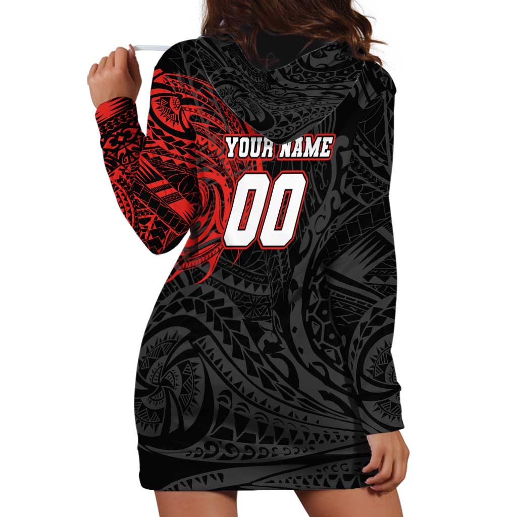 Personalized St George Illawarra Dragons Hoodie Dress Polynesian Tribal Chest and Sleeve Tattoo
