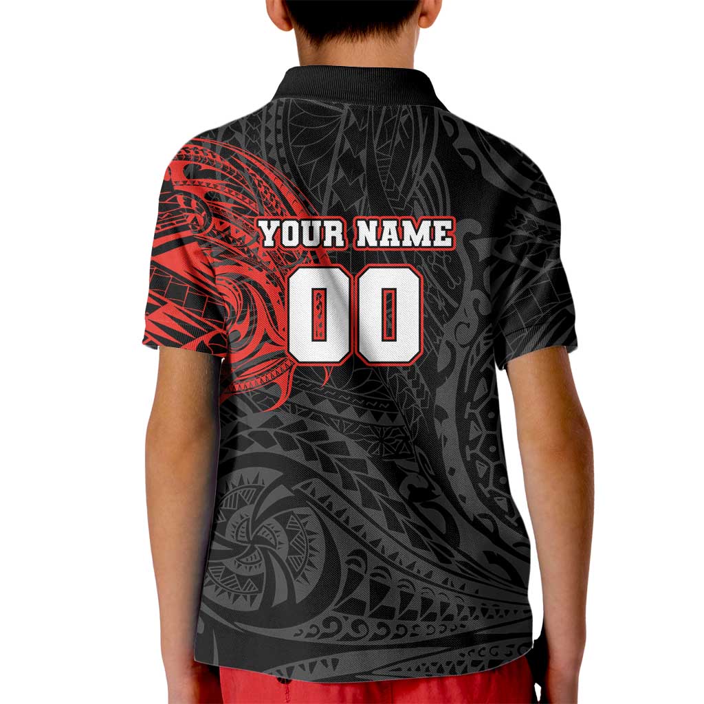 Personalized St George Illawarra Dragons Kid Polo Shirt Polynesian Tribal Chest and Sleeve Tattoo
