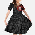 Personalized St George Illawarra Dragons Kid Short Sleeve Dress Polynesian Tribal Chest and Sleeve Tattoo