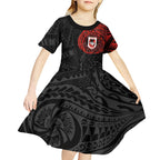 Personalized St George Illawarra Dragons Kid Short Sleeve Dress Polynesian Tribal Chest and Sleeve Tattoo