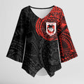Personalized St George Illawarra Dragons Kimono Sleeve Blouse Polynesian Tribal Chest and Sleeve Tattoo