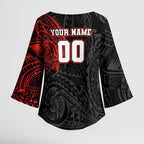 Personalized St George Illawarra Dragons Kimono Sleeve Blouse Polynesian Tribal Chest and Sleeve Tattoo
