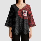Personalized St George Illawarra Dragons Kimono Sleeve Blouse Polynesian Tribal Chest and Sleeve Tattoo