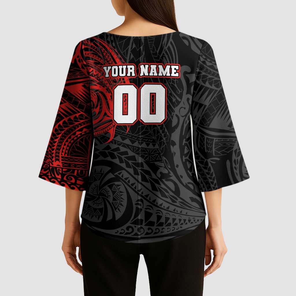 Personalized St George Illawarra Dragons Kimono Sleeve Blouse Polynesian Tribal Chest and Sleeve Tattoo