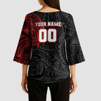 Personalized St George Illawarra Dragons Kimono Sleeve Blouse Polynesian Tribal Chest and Sleeve Tattoo
