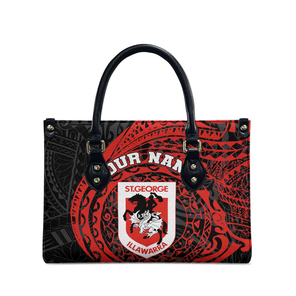 Personalized St George Illawarra Dragons Leather Bag Polynesian Tribal Chest and Sleeve Tattoo