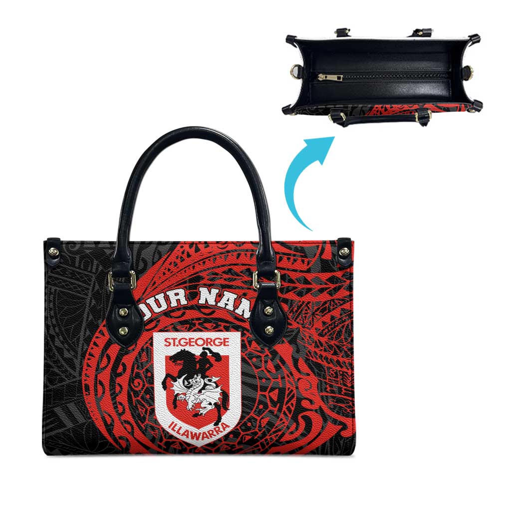 Personalized St George Illawarra Dragons Leather Bag Polynesian Tribal Chest and Sleeve Tattoo