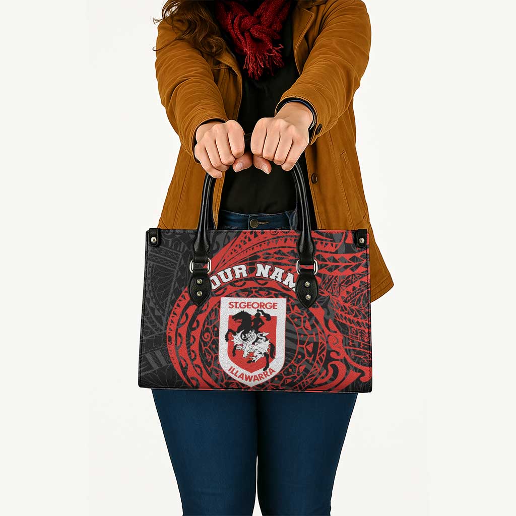 Personalized St George Illawarra Dragons Leather Bag Polynesian Tribal Chest and Sleeve Tattoo