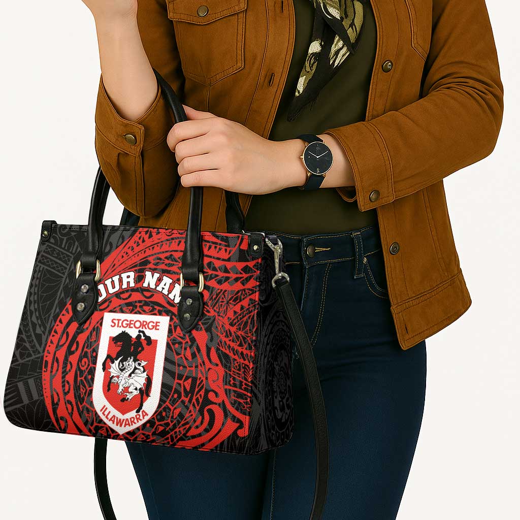 Personalized St George Illawarra Dragons Leather Bag Polynesian Tribal Chest and Sleeve Tattoo