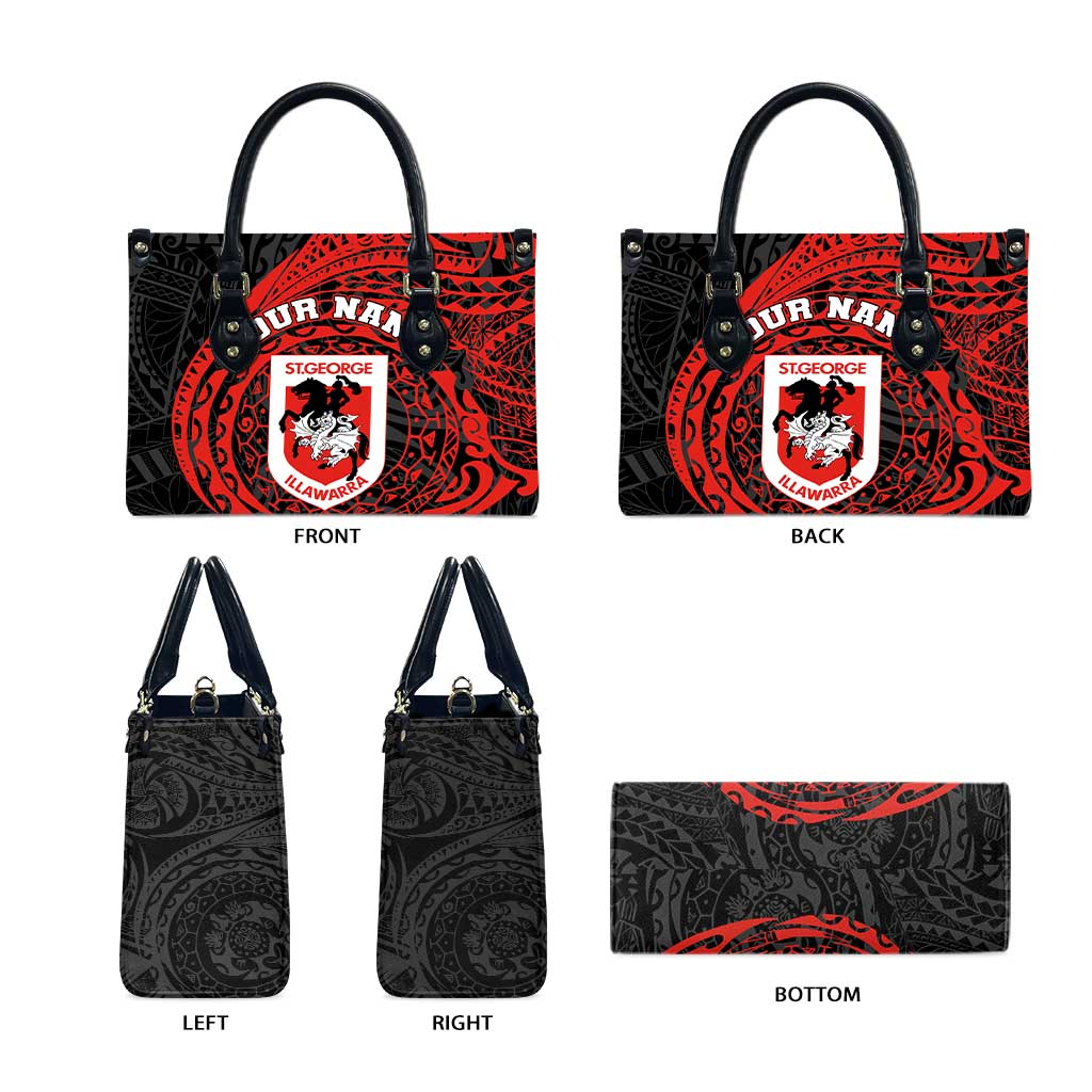 Personalized St George Illawarra Dragons Leather Bag Polynesian Tribal Chest and Sleeve Tattoo