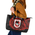 Personalized St George Illawarra Dragons Leather Tote Bag Polynesian Tribal Chest and Sleeve Tattoo