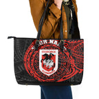 Personalized St George Illawarra Dragons Leather Tote Bag Polynesian Tribal Chest and Sleeve Tattoo