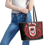 Personalized St George Illawarra Dragons Leather Tote Bag Polynesian Tribal Chest and Sleeve Tattoo