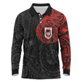Personalized St George Illawarra Dragons Long Sleeve Polo Shirt Polynesian Tribal Chest and Sleeve Tattoo