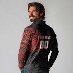Personalized St George Illawarra Dragons Long Sleeve Polo Shirt Polynesian Tribal Chest and Sleeve Tattoo