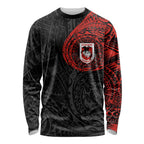 Personalized St George Illawarra Dragons Long Sleeve Shirt Polynesian Tribal Chest and Sleeve Tattoo