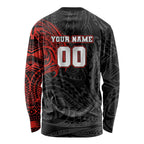Personalized St George Illawarra Dragons Long Sleeve Shirt Polynesian Tribal Chest and Sleeve Tattoo