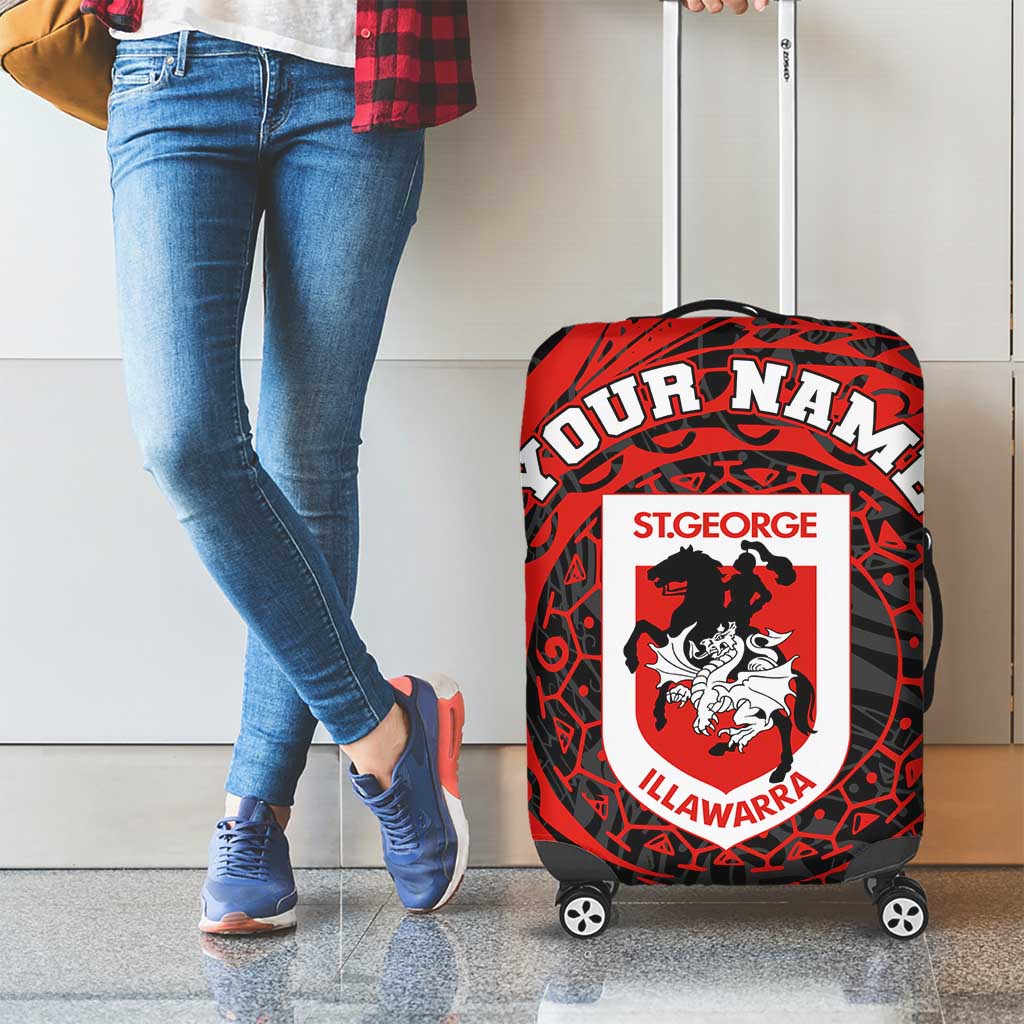 Personalized St George Illawarra Dragons Luggage Cover Polynesian Tribal Chest and Sleeve Tattoo